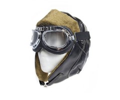 Vintage Pilotenmütze mit Fliegerbrille