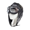 Black aviator hat with motor goggles