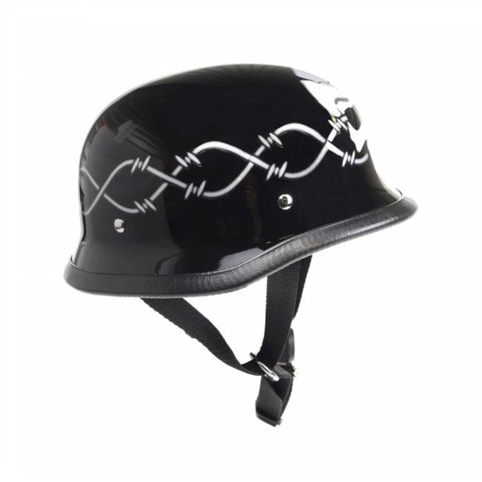 Redbike RK-304 Chopper Helm glänzend schwarz mit Totenkopf
