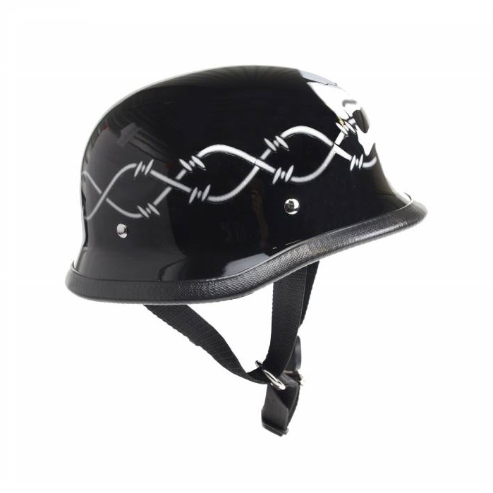Redbike RK-304 Chopper Helm glänzend schwarz mit Totenkopf
