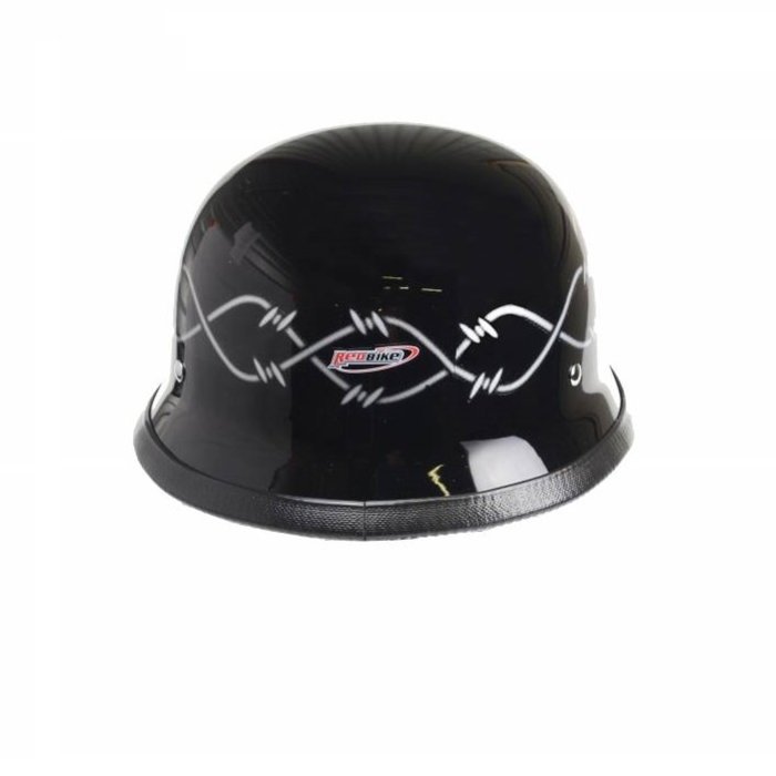 Redbike RK-304 Chopper Helm glänzend schwarz mit Totenkopf