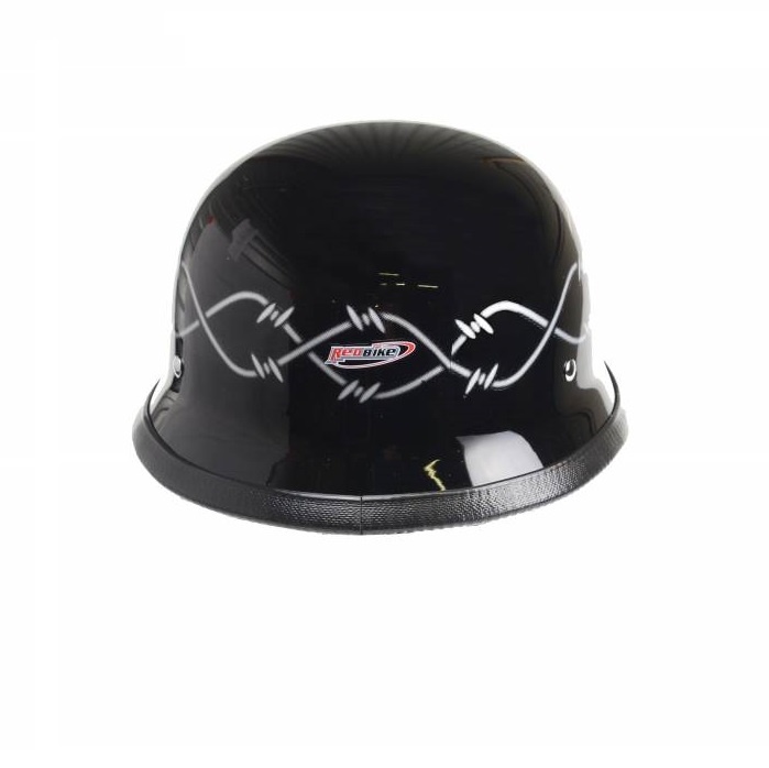 Redbike RK-304 Chopper Helm glänzend schwarz mit Totenkopf