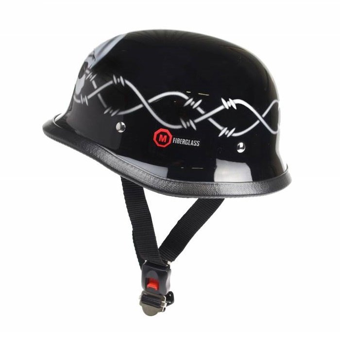Redbike RK-304 Chopper Helm glänzend schwarz mit Totenkopf