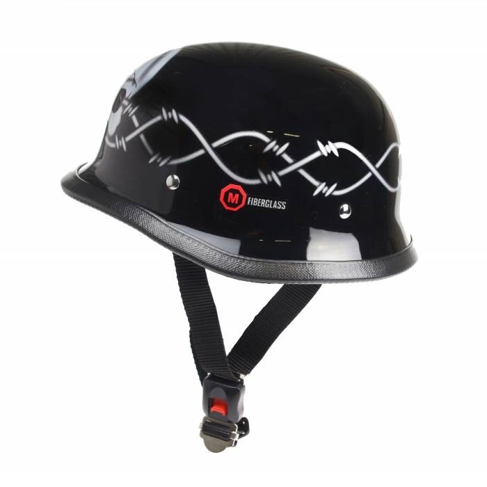 Redbike RK-304 Chopper Helm glänzend schwarz mit Totenkopf