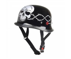 Redbike RK-304 Chopper Helm glänzend schwarz mit Totenkopf