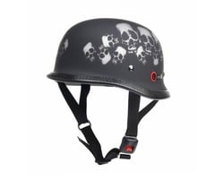 Redbike RK-305 duitse helm mat zwart met doodskoppen
