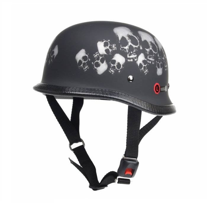 Redbike RK-305 Chopper Helm Mattschwarz mit Totenkopf