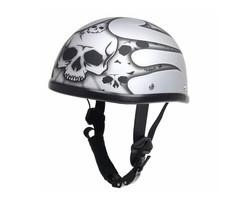 burning skull shiny silver helmet | size XXL