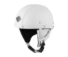 JYT Leder Halbschalenhelm Weiß