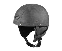 JYT Leder Halbschalenhelm Grau