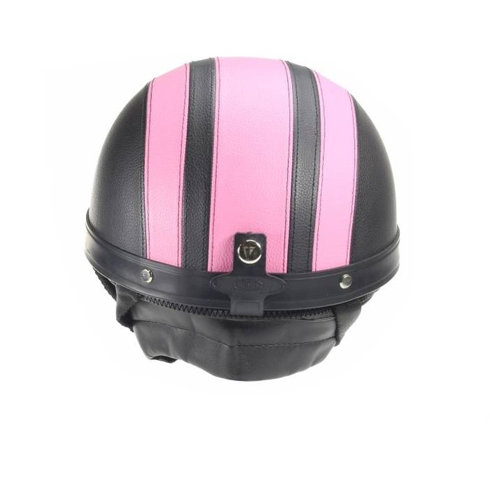 Vintage schwarz - rosa Leder Halbschalenhelm