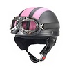 Vintage black - pink leather half helmet