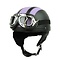 Vintage black - purple leather half helmet