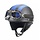 Vintage black - blue leather half helmet