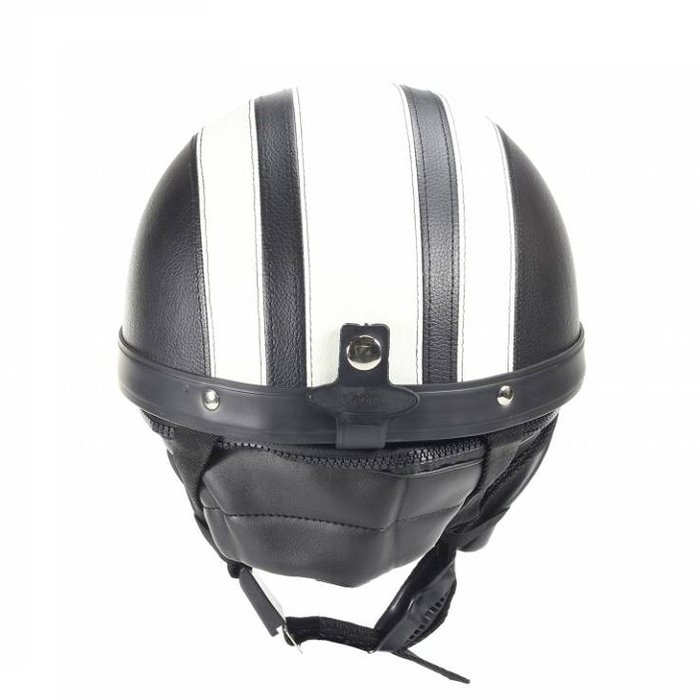 Vintage schwarz - weißer Leder Halbschalenhelm