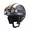 Vintage black - gold leather half helmet