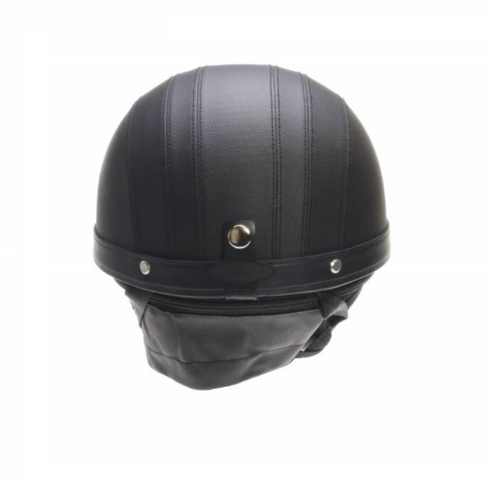 Vintage Retro mattschwarzer Leder Halbschalenhelm