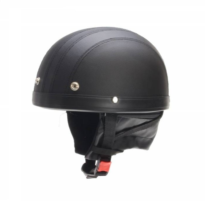 Vintage retro dull black leather half helmet