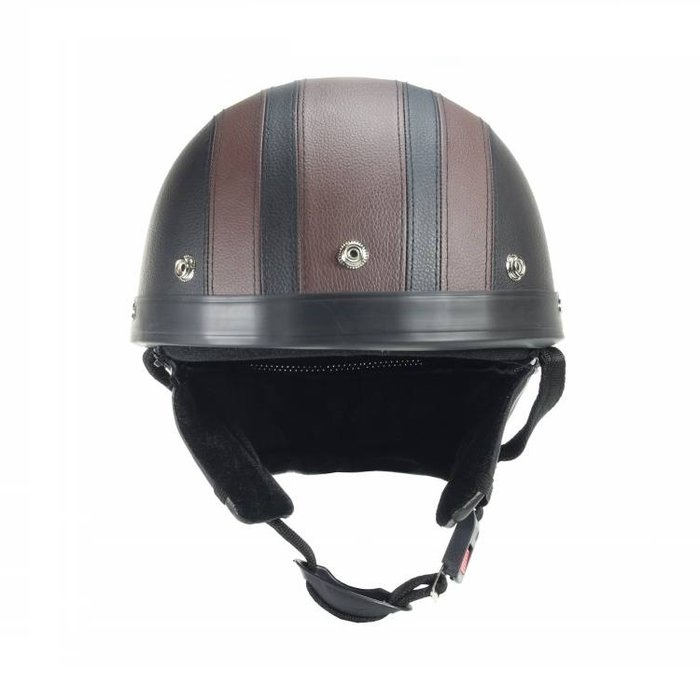 Vintage schwarz - brauner Leder Halbschalenhelm