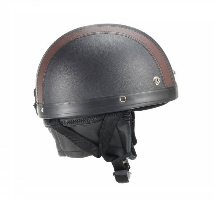 Vintage zwart - bruin leren pothelm