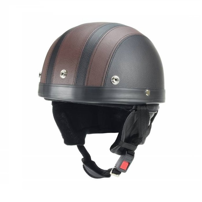 Vintage zwart - bruin leren pothelm