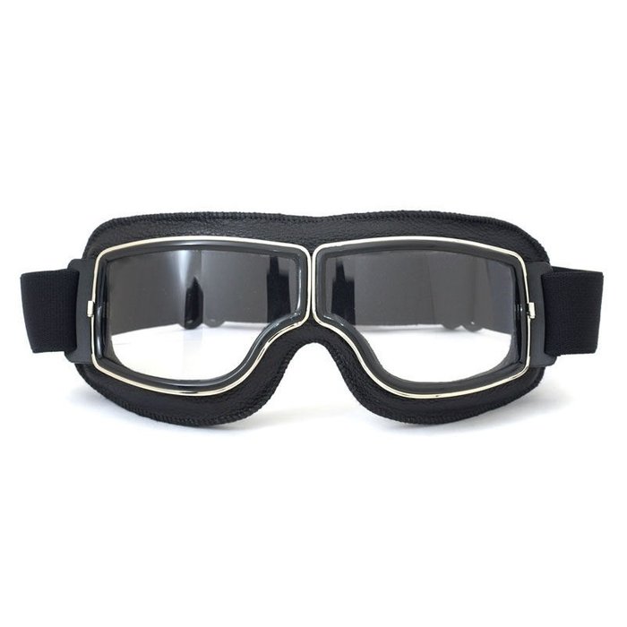 CRG schwarze Leder Cruiser Motorradbrille