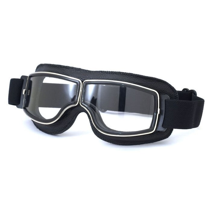 CRG schwarze Leder Cruiser Motorradbrille
