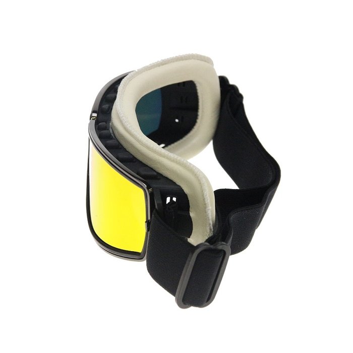 CRG black, white leather cruiser motor goggles