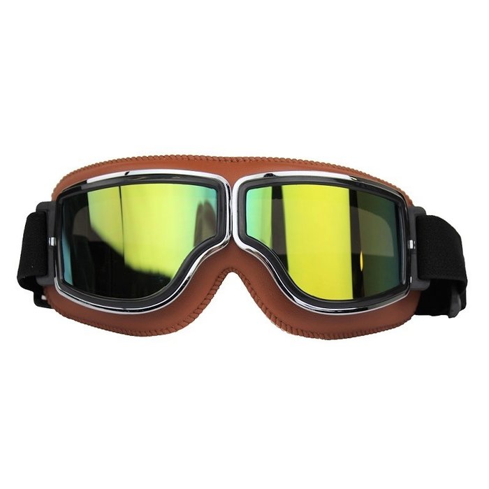 CRG braune Leder Cruiser Motorradbrille
