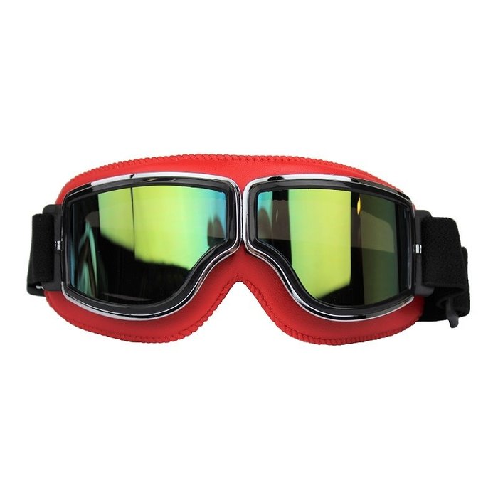 CRG rote Leder Cruiser Motorradbrille