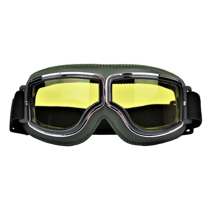 CRG Grünes Leder Cruiser retro Motorradbrille