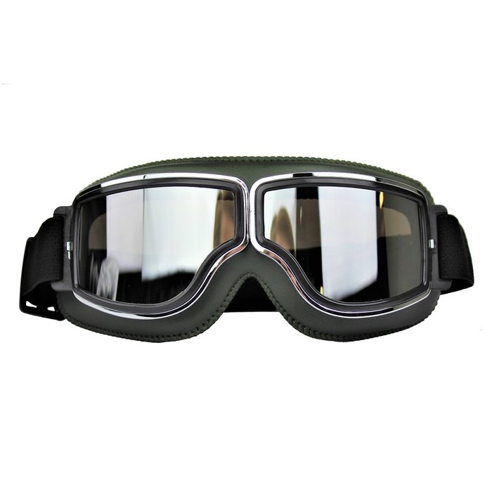 CRG Grünes Leder Cruiser retro Motorradbrille