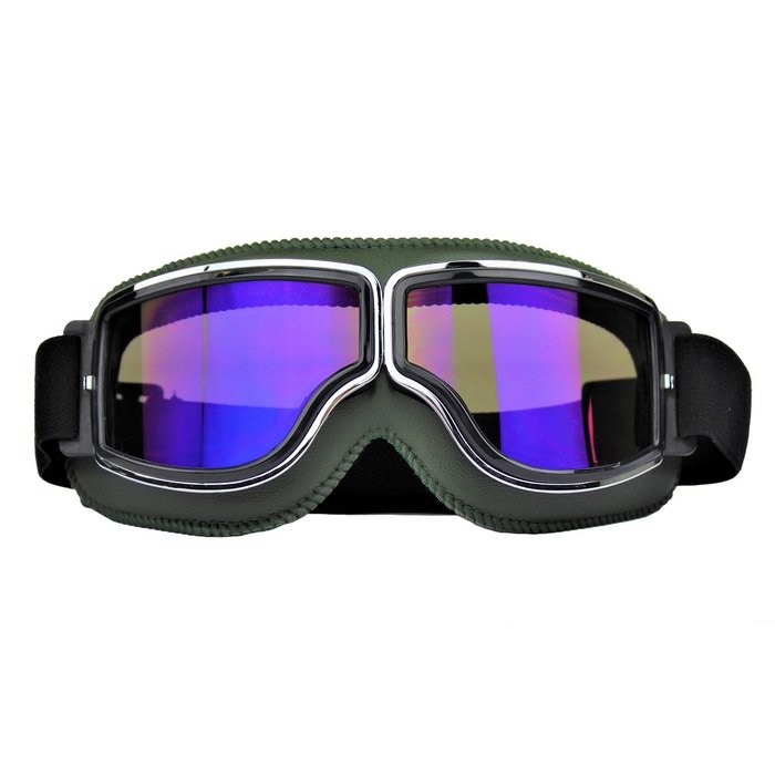 CRG Grünes Leder Cruiser retro Motorradbrille