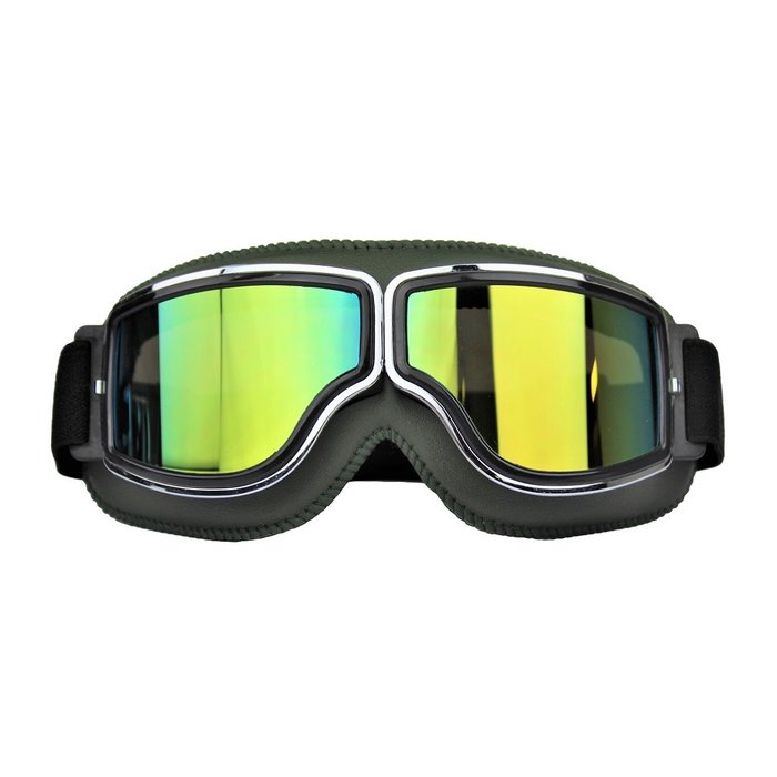 CRG Grünes Leder Cruiser retro Motorradbrille