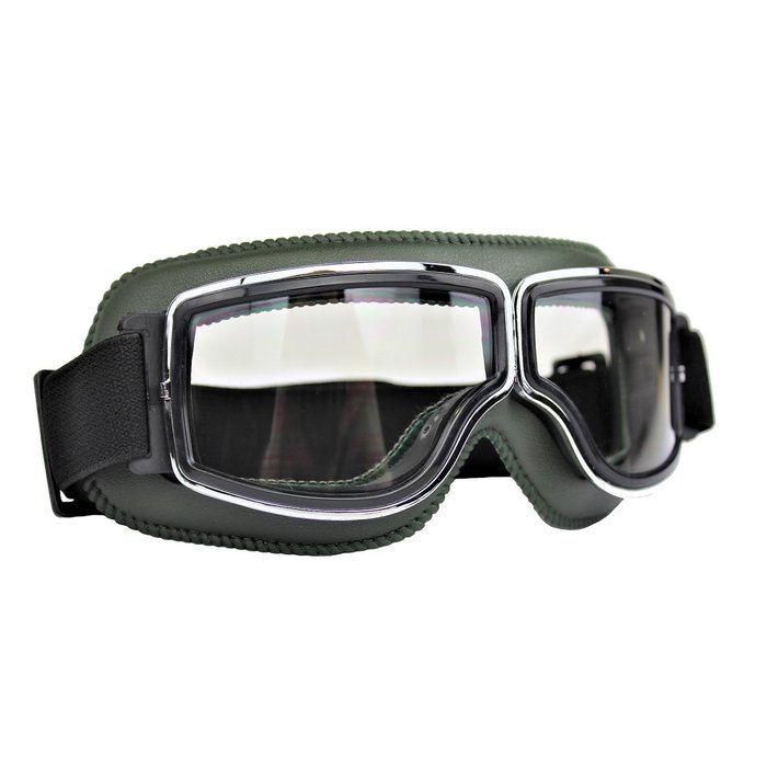 CRG Grünes Leder Cruiser retro Motorradbrille