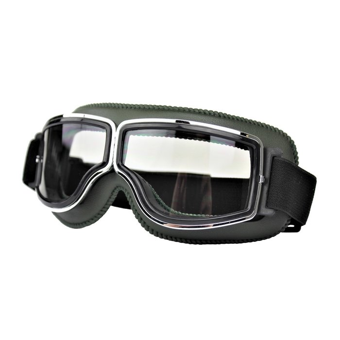 CRG Grünes Leder Cruiser retro Motorradbrille