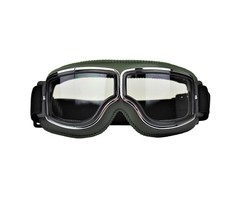 CRG green leather cruiser motor goggles