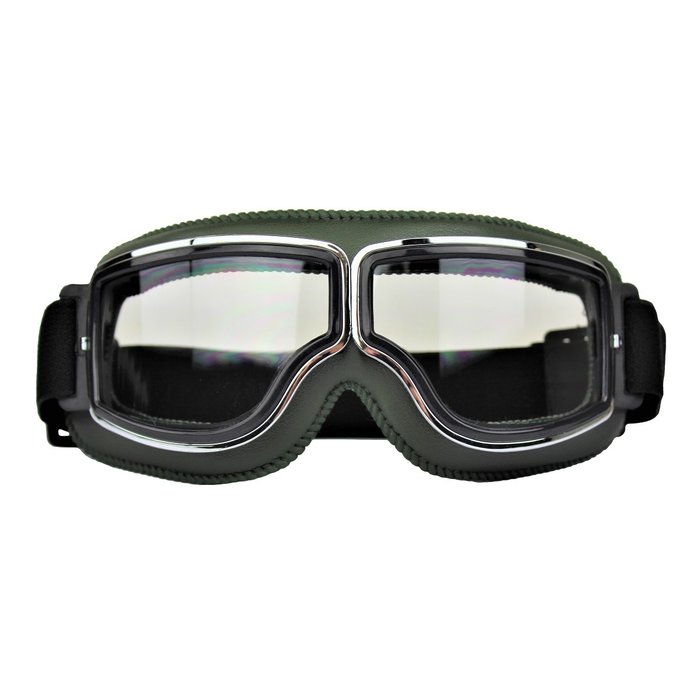 CRG Grünes Leder Cruiser retro Motorradbrille