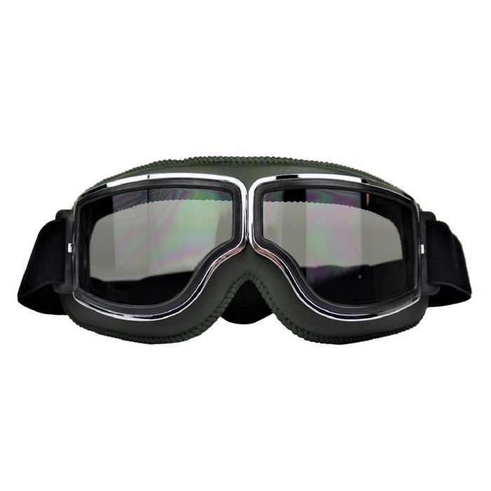 CRG Grünes Leder Cruiser retro Motorradbrille