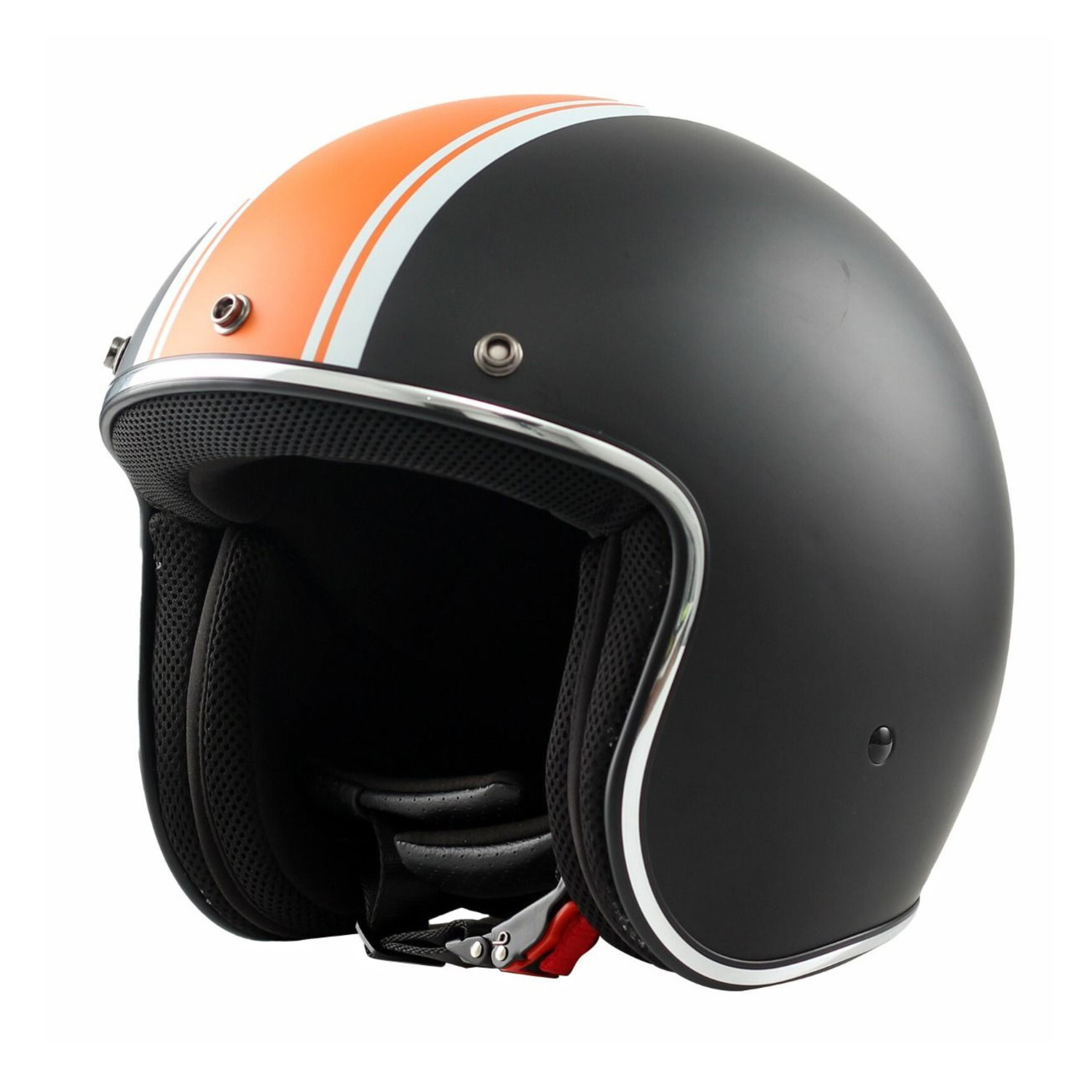 DOT Orange Stripe 3/4 Open Face Motorcycle Helmet