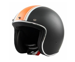 BHR 811 Vintage Jethelm mattschwarz - orange | Größe XS