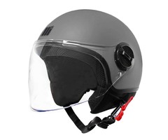 Motocubo bat jethelm met extern vizier | mat grijs