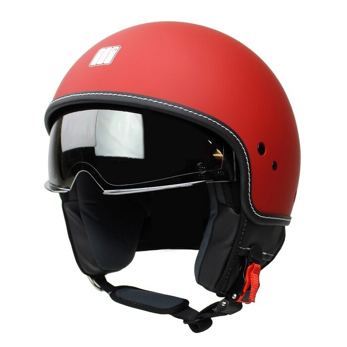 Motocubo Beetle Jethelm mit Visier | matt Rot | ECE 22.05