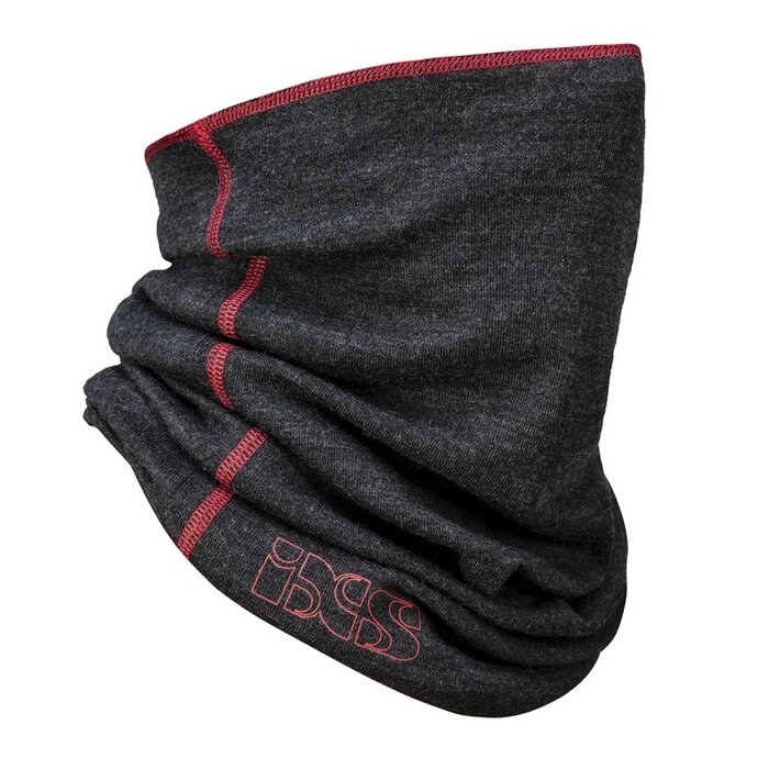 IXS Bandana Multifunktionstuch Merino | grau-rot