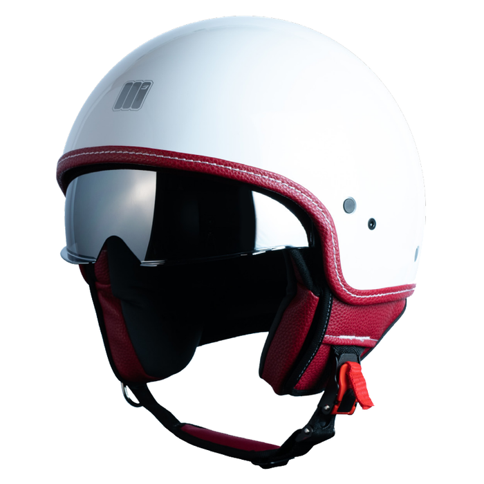 Motocubo Beetle Jethelm mit Visier | Weiß glänzend | ECE 22.05