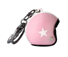 Keychain pink jet helmet with white star