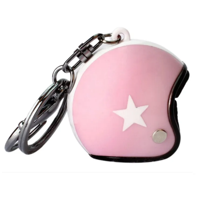 Keychain pink jet helmet with white star