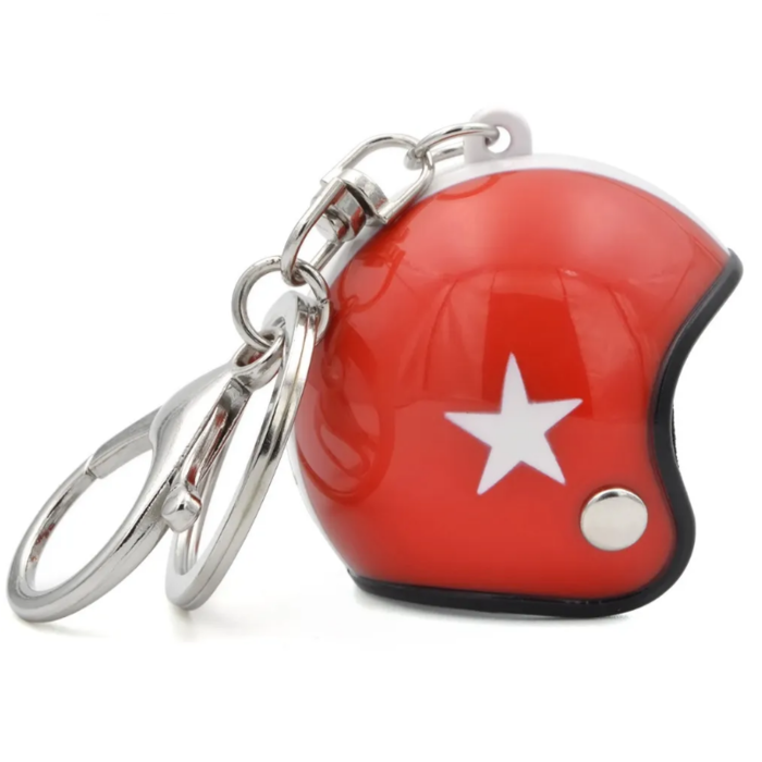 Sleutelhanger jethelm rood met witte ster