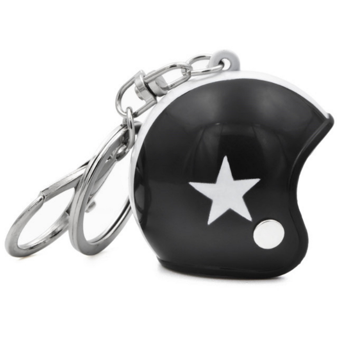 Keychain black jet helmet with white star