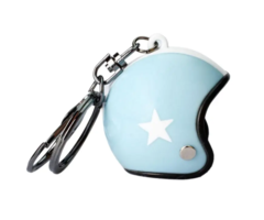Sleutelhanger jethelm lichtblauw met witte ster